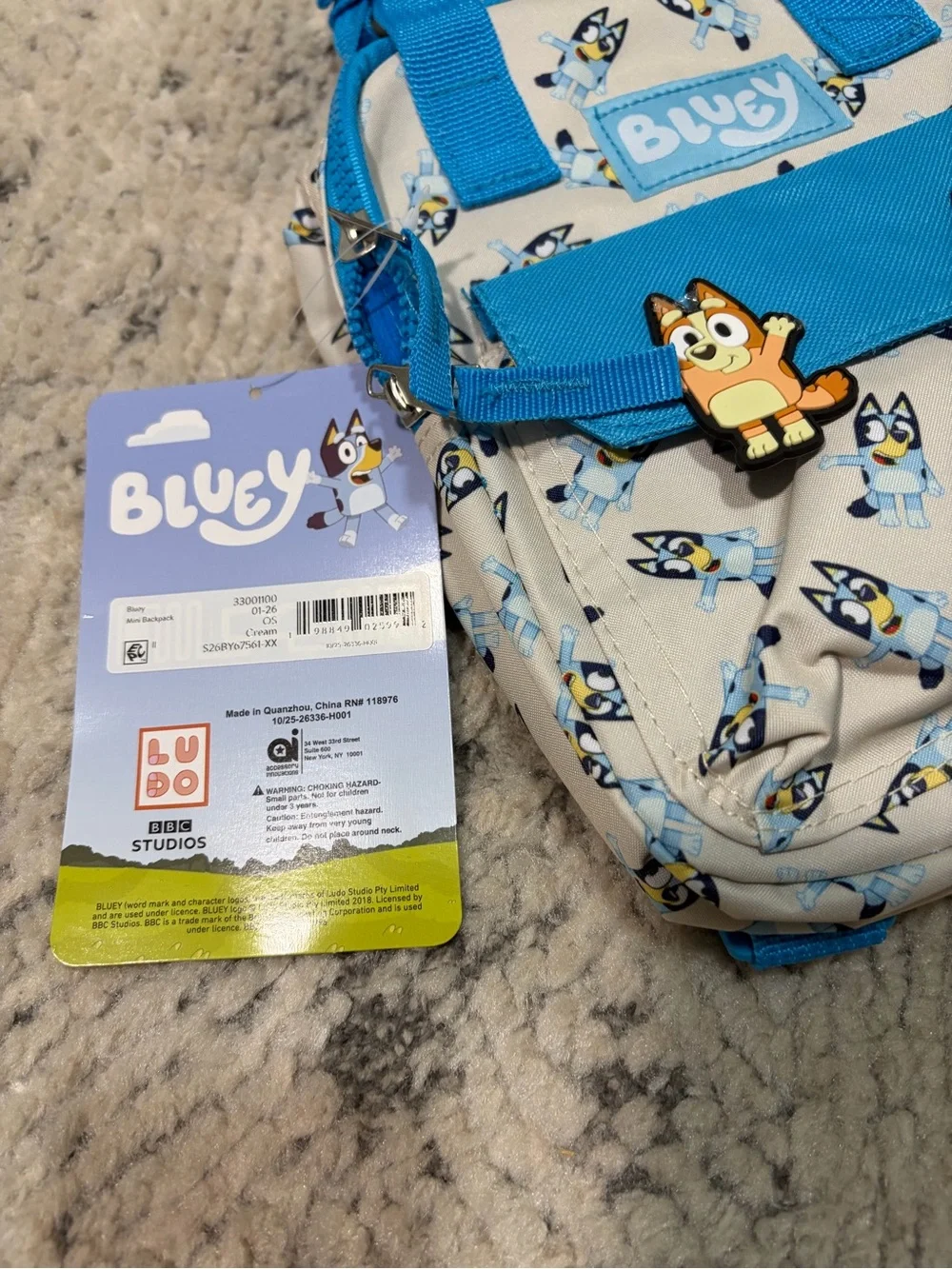 Bluey Unissex 9 Mini Backpack Bag Adjustable Straps Kids School Play NWT Blue